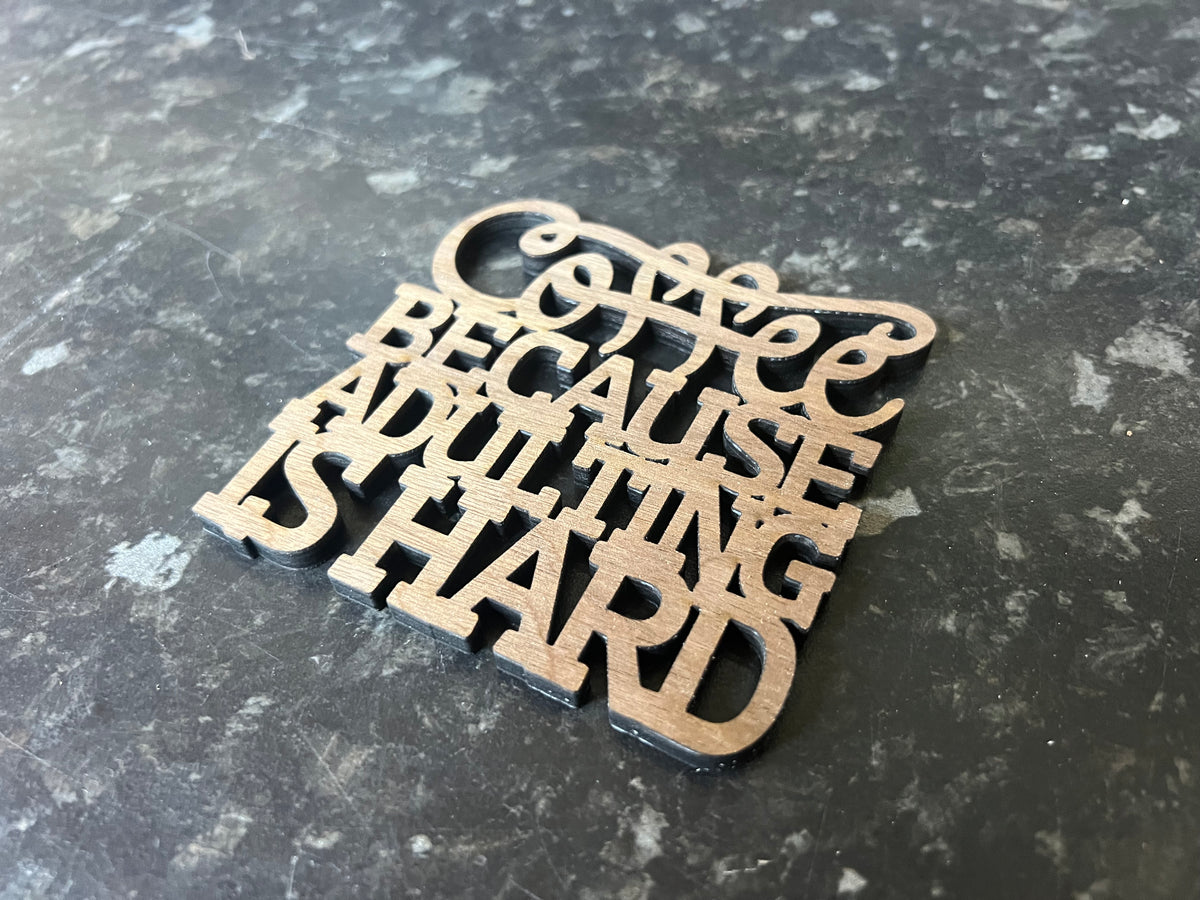 Wood Slogan Coasters (Coffee Themed)