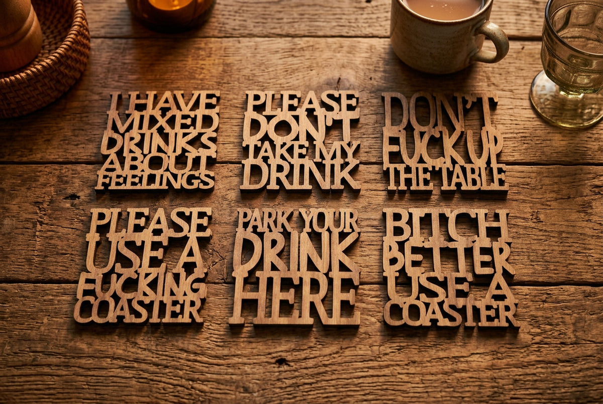 Wood Slogan Coasters