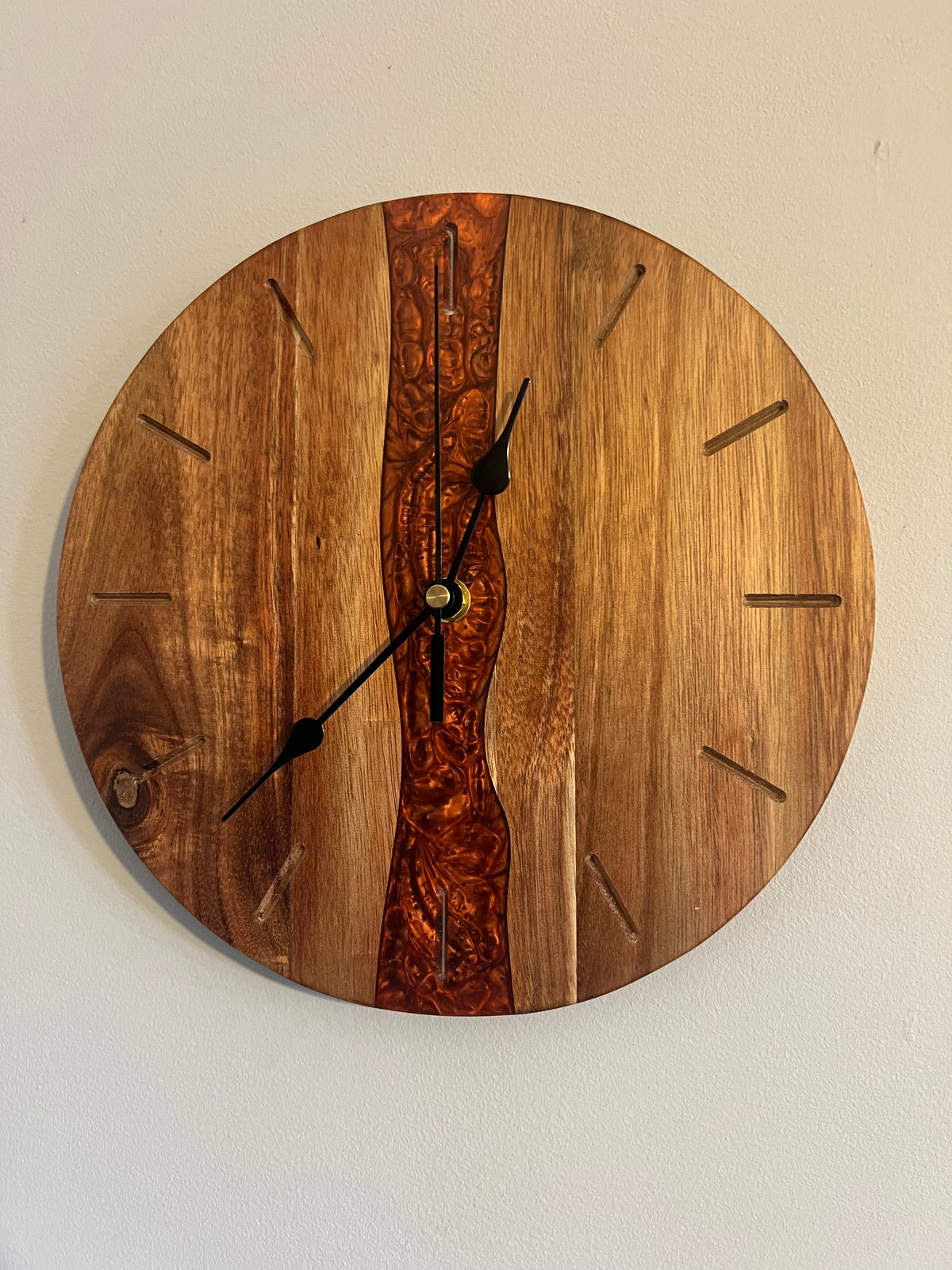 Acacia and Resin Wall Clock