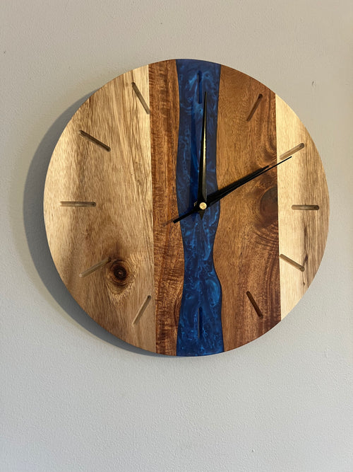 Acacia and Resin Wall Clock
