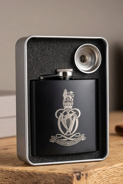 Personalised 6oz hip flask in metal case