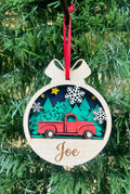 Personalised Christmas truck with trees Christmas tree decoration