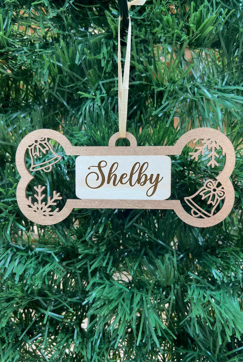 Personalised Dog bone Christmas decoration