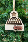 Personalised Bobble hat Christmas tree decoration.