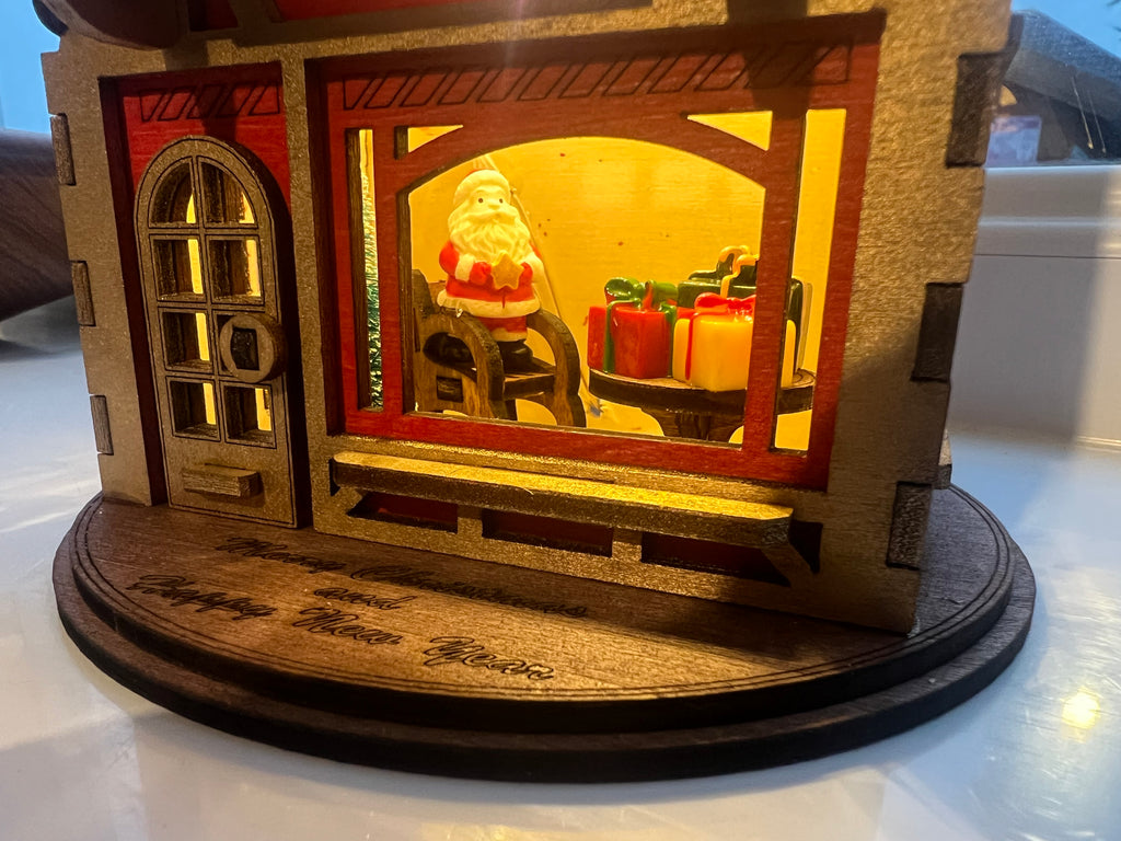 Wood decorative Santa house Christmas decoration, (can be personalised)