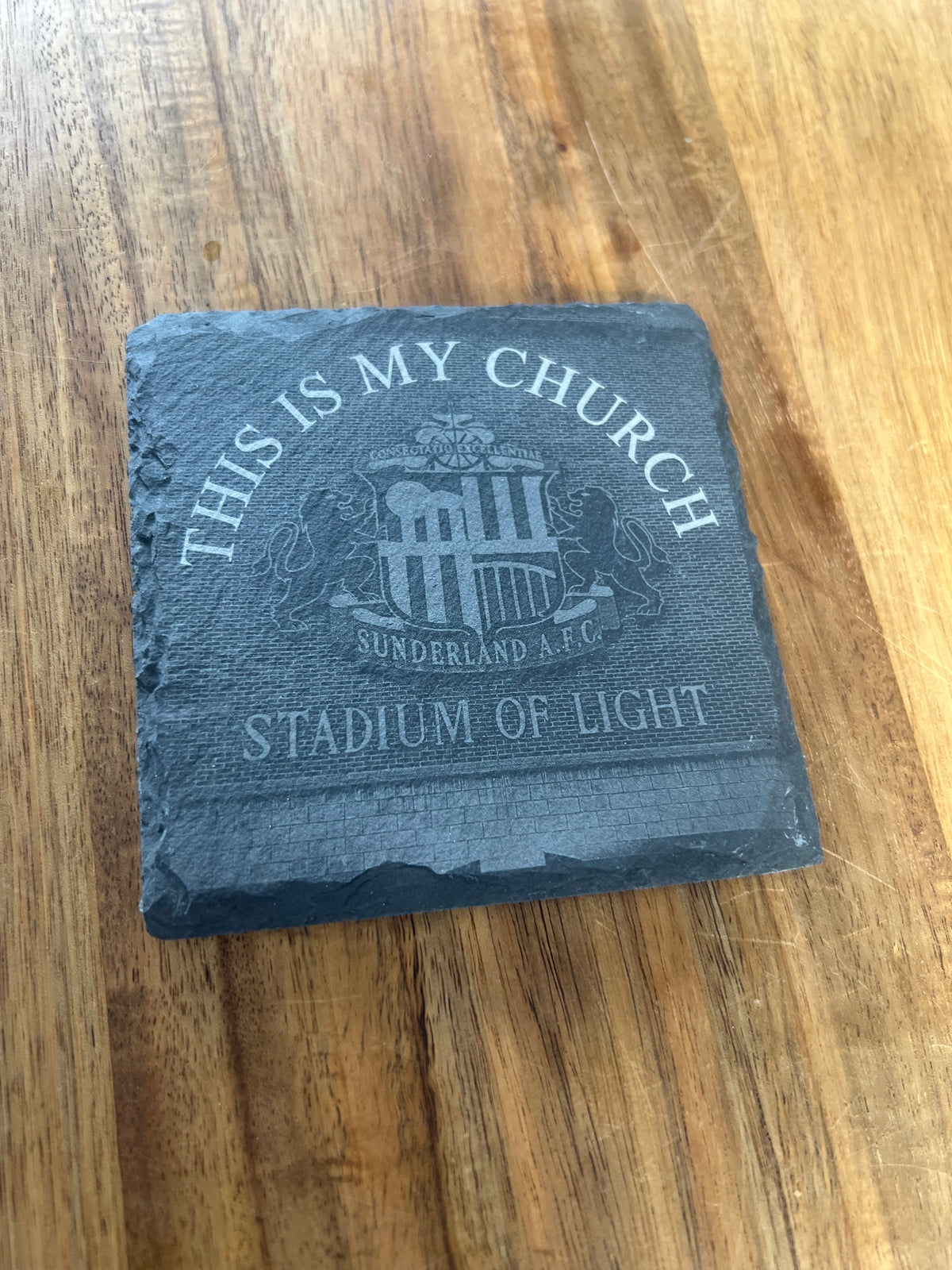 SAFC image natural engraved slate coasters
