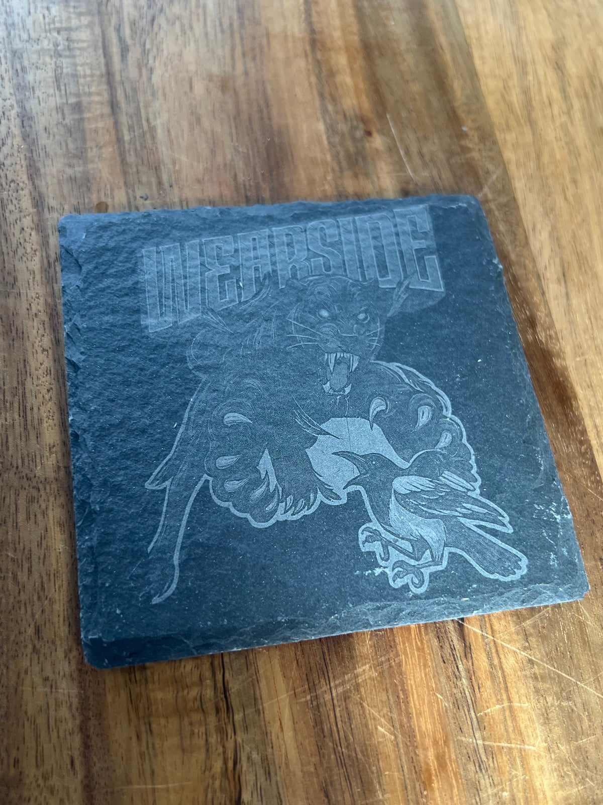 SAFC image natural engraved slate coasters