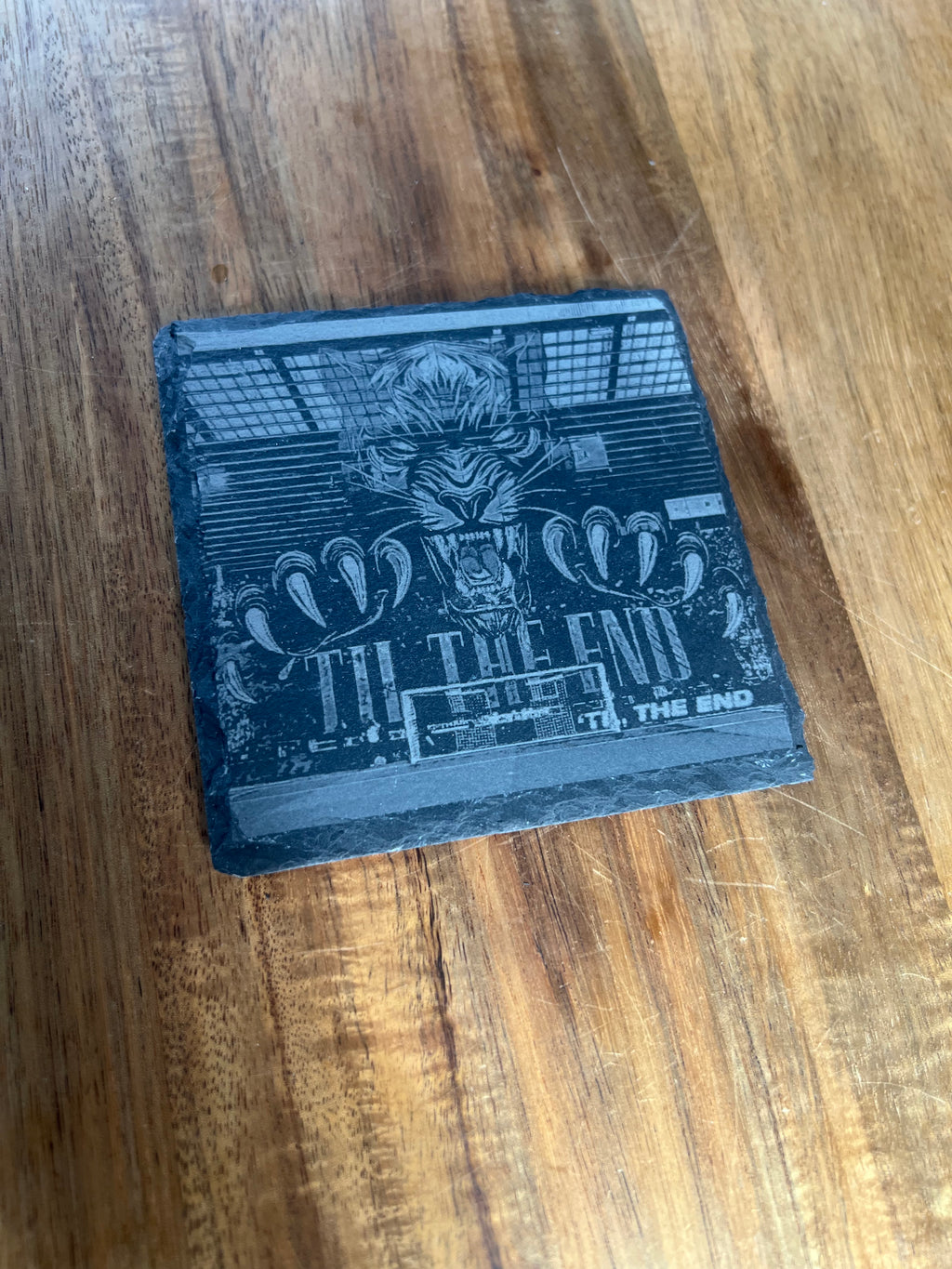 SAFC image natural engraved slate coasters