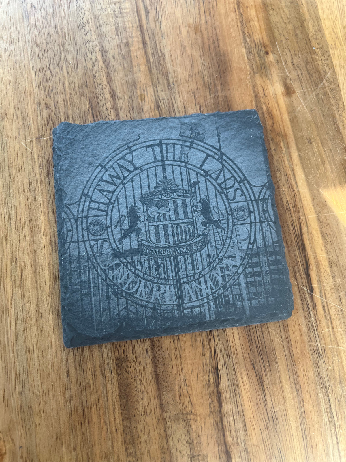 SAFC image natural engraved slate coasters