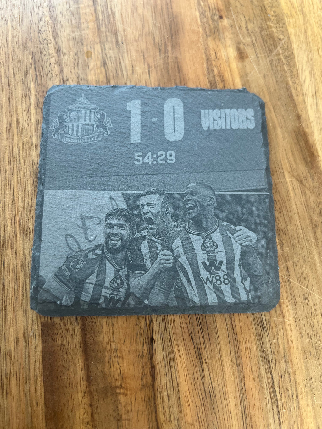 SAFC image natural engraved slate coasters