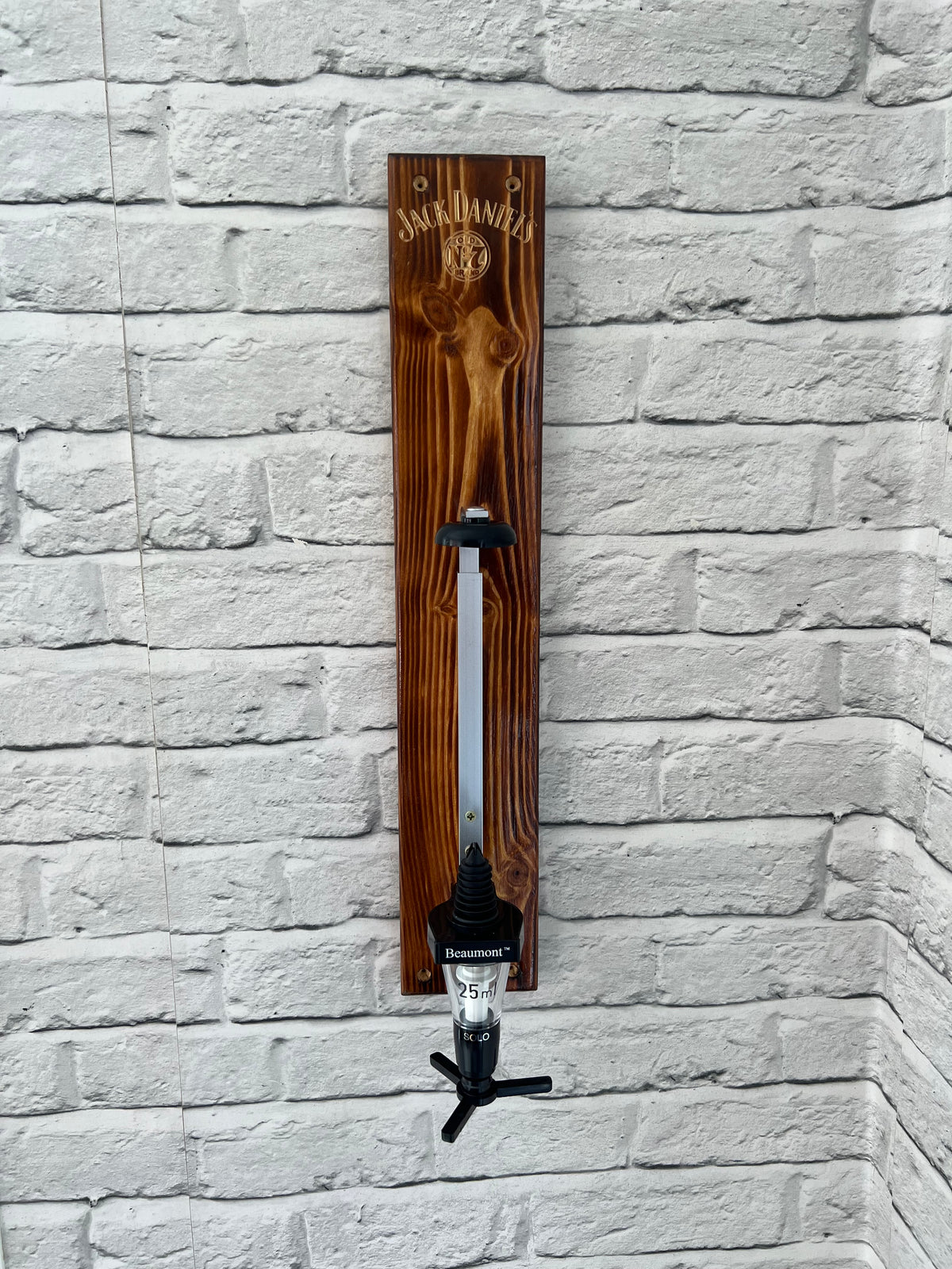 Home Bar Reclaimed Wood Wall Mounted Drink Bottle Optic & Holder - Choice of Design Including Custom Personalised
