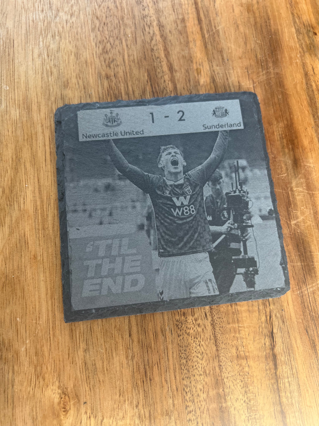 SAFC image natural engraved slate coasters