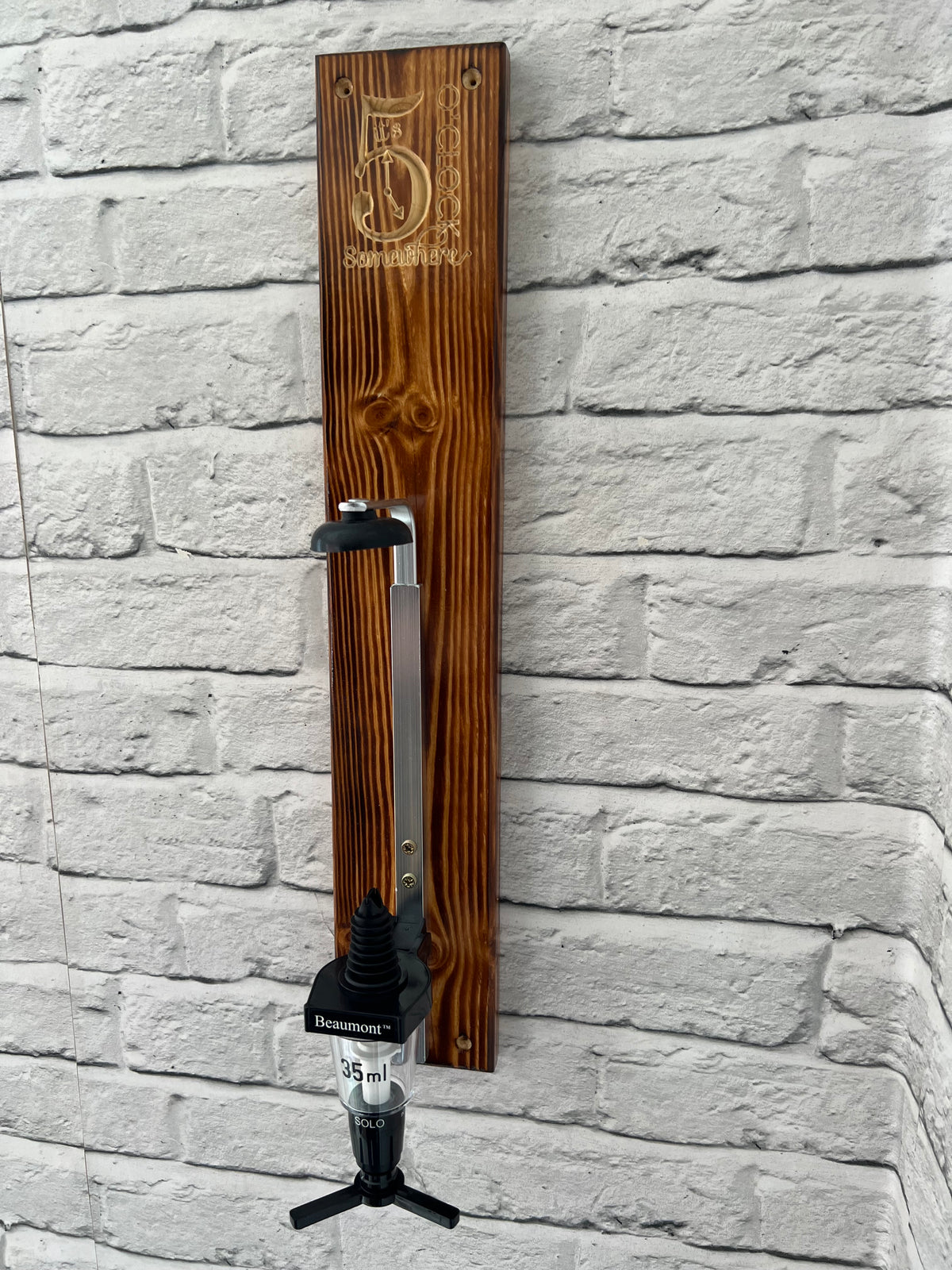 Home Bar Reclaimed Wood Wall Mounted Drink Bottle Optic & Holder - Choice of Design Including Custom Personalised