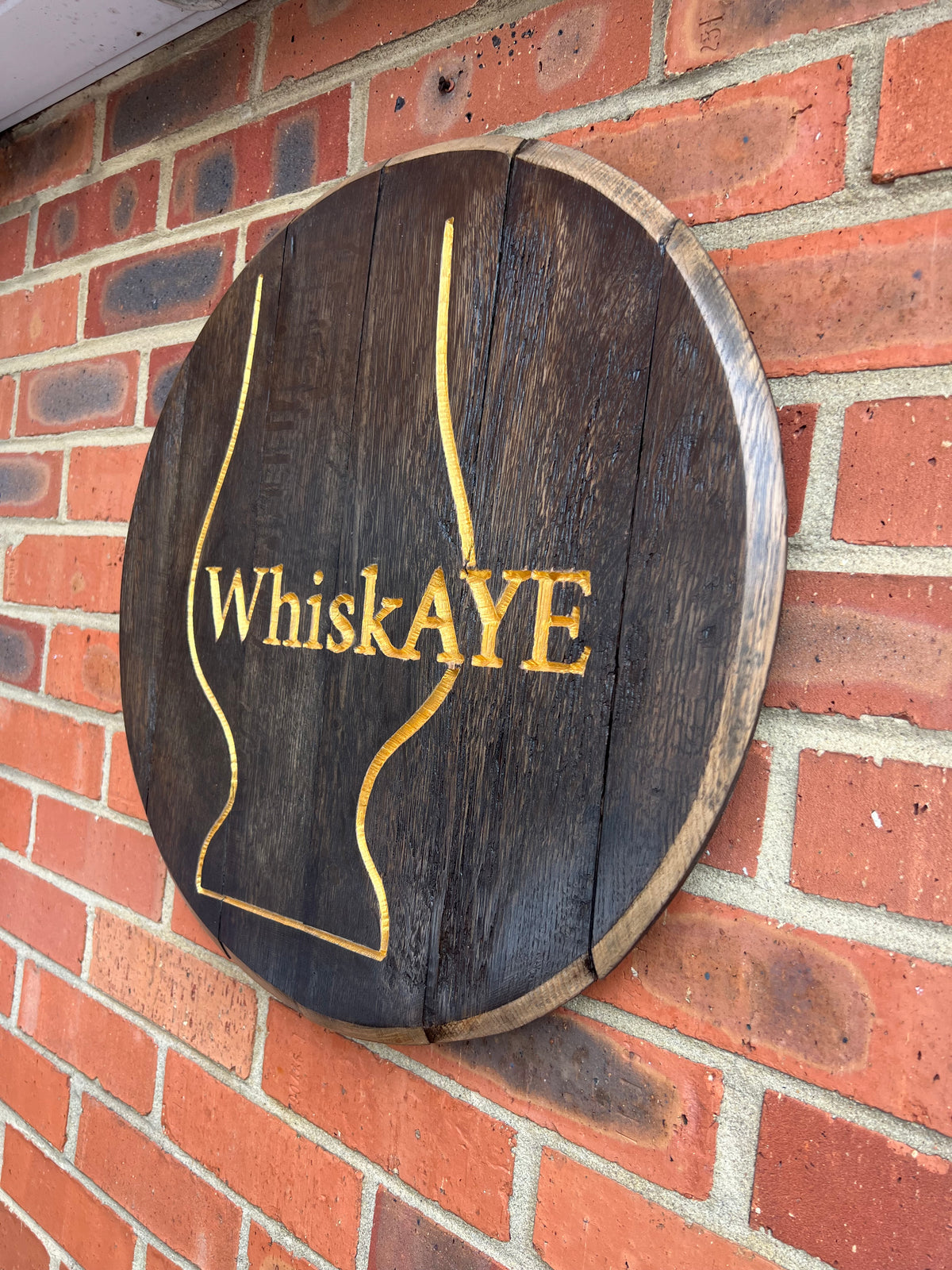 Custom Carved Vintage Oak Whisky barrel lid