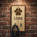 Handmade Solid Wood Personalised Engraved Dog Wall Mounted Key Hook Hanger Rack - Ideal For Lead / Leader / Leash / Poo Bags