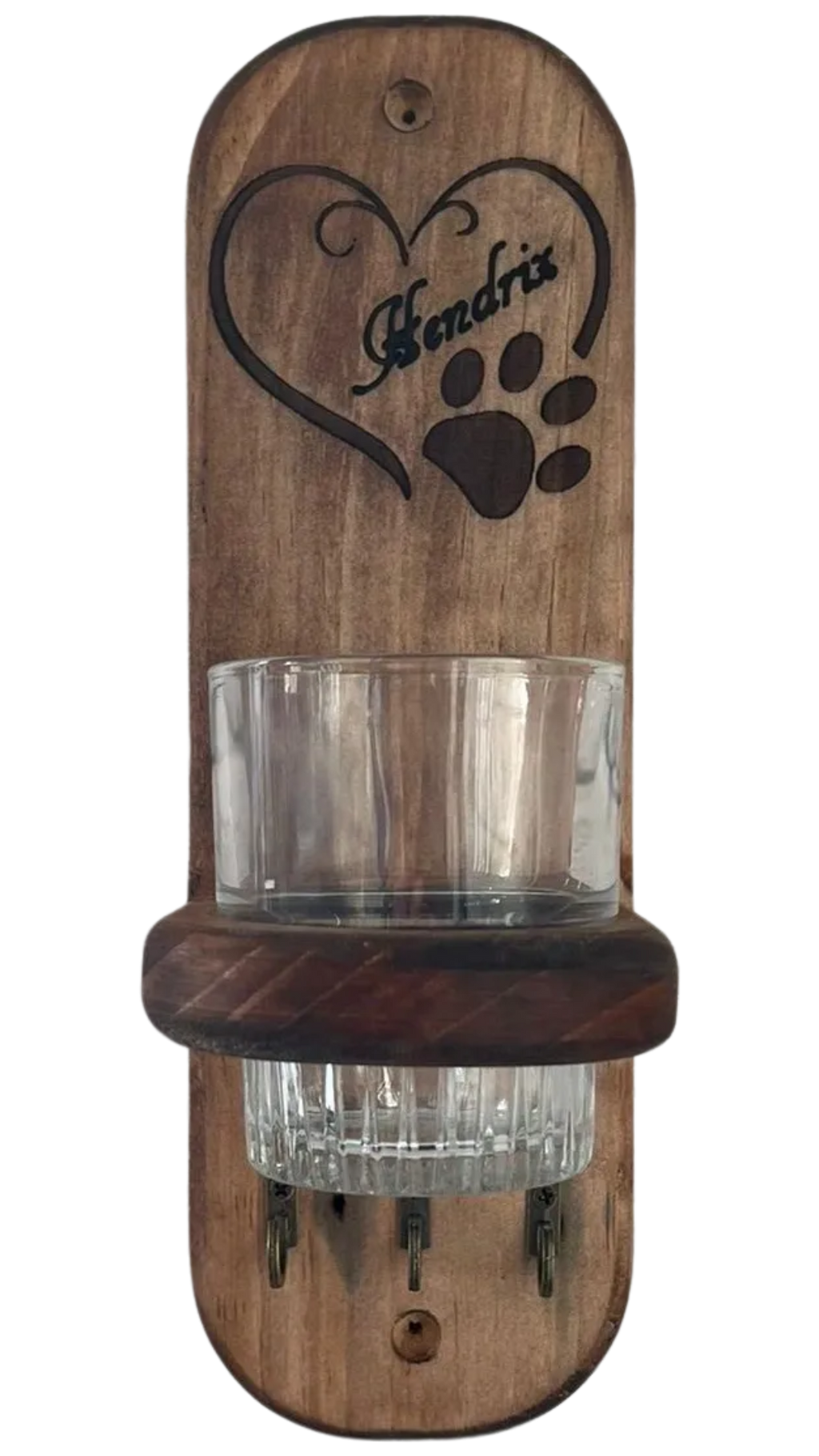 Personalised Reclaimed Wood Wall Mounted Dog Lead and Treat Holder Tidy - Hooks / Leader / Leash / Poo Bags