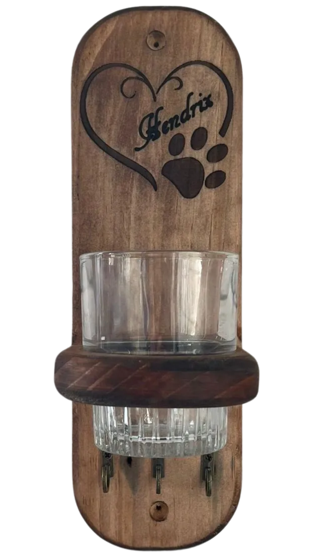 Personalised Reclaimed Wood Wall Mounted Dog Lead and Treat Holder Tidy - Hooks / Leader / Leash / Poo Bags