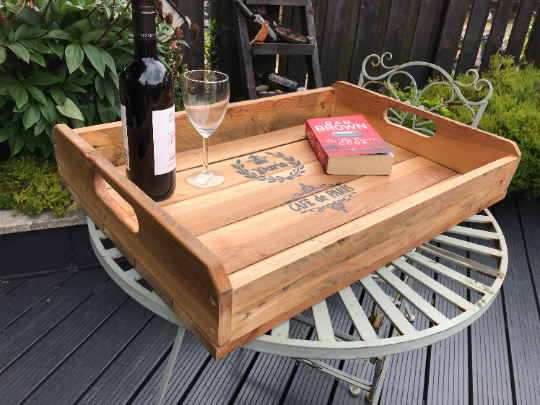 Extra Large Handmade Rustic Reclaimed Wood Tray - Serving Decorative Gift